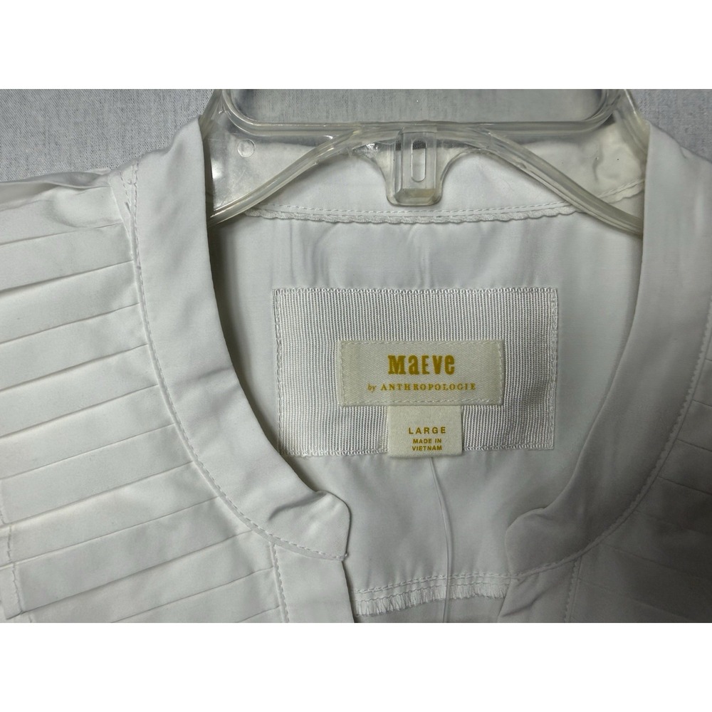 Maeve Anthropologie White Sleeveless Ruffled Blouse Large New - Picture 10 of 14